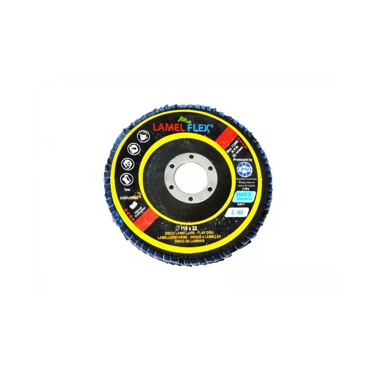 DISQUE LAMELLE 125*22,2 Z120 POUR INOX LAMELFLEX DISQUE LAMELLE 125*22,2 Z120 POUR INOX LAMELFLEX