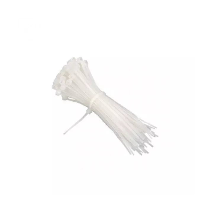 LOT DE 100 COLLIERS DE SERRAGE NYLON 150*2.5MM BLANC