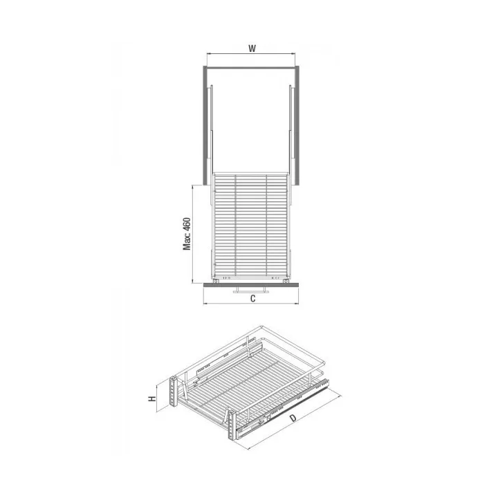 TIROIR TÉLESCOPIQUE DE CUISINE 45CM STARAX