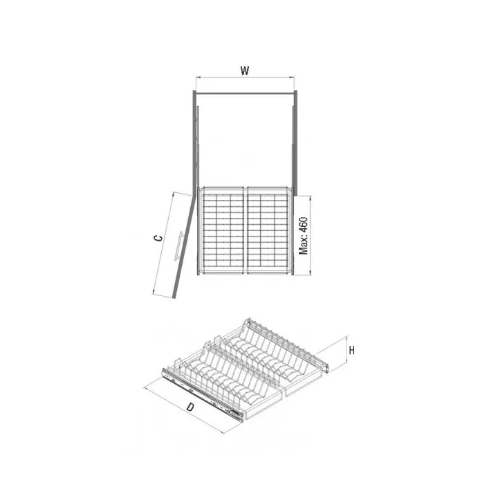 PANIER PORTE ASSIETTE COULISSANTE 60CM STARAX