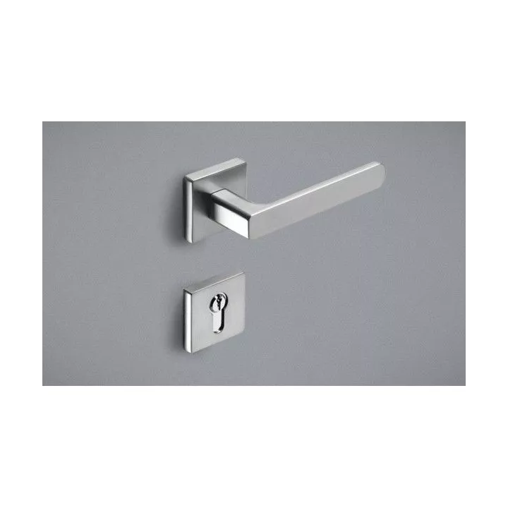 POIGNÉE DE PORTE AVEC ROSACE NANUSQ TROU DE CYLINDRE SATINÉ CEBI