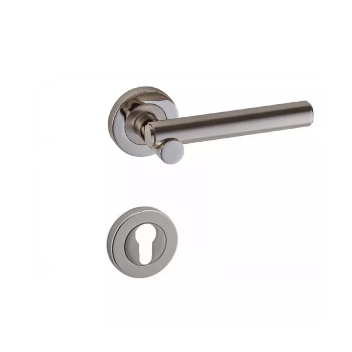 POIGNEE DE PORTE AVEC ROSACE DORUK TROU DE CYLINDRE SATINE-CHROME DOGANLAR
