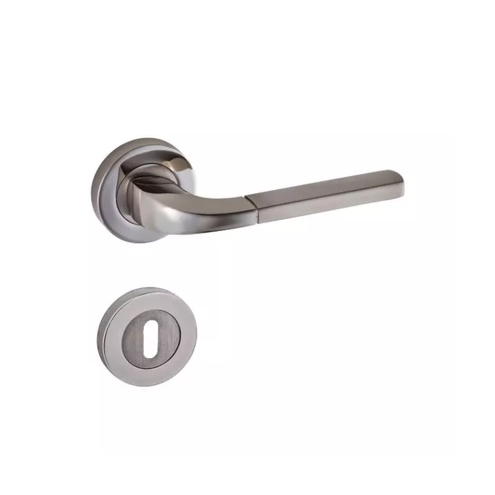 POIGNEE DE PORTE AVEC ROSACE BERAT TROU DE CLE SATINE-CHROME DOGANLAR