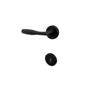 POIGNÉE DE PORTE AVEC ROSACE PETIT TROU NOIR MAT SICURO
