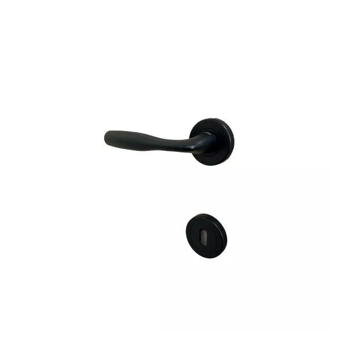 POIGNÉE DE PORTE AVEC ROSACE PETIT TROU NOIR MAT SICURO