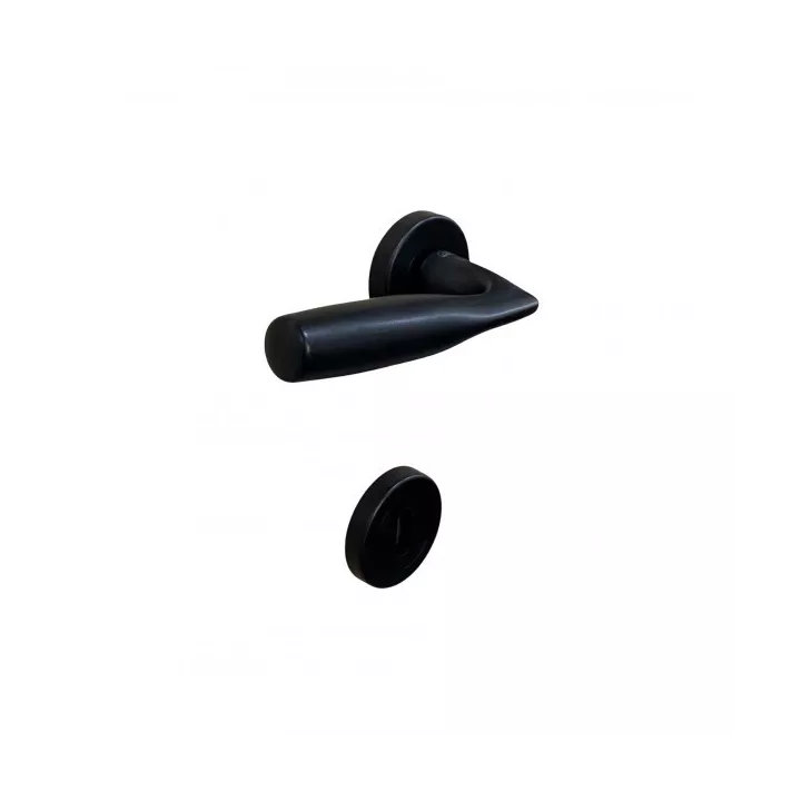 POIGNÉE DE PORTE AVEC ROSACE PETIT TROU NOIR MAT SICURO