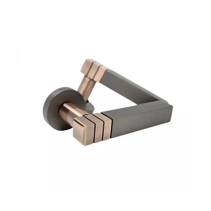 POIGNEE DE PORTE AVEC ROSACE TROU DE CLE CUIVRE-GRIS DELIA