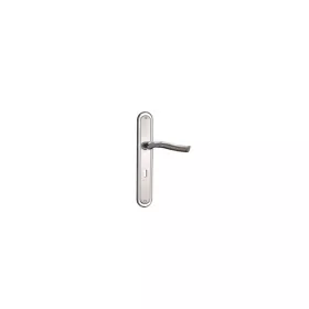 POIGNEE DE PORTE PLAQUE 6655 TROU DE CLE CHROME-SATINE DELIA
