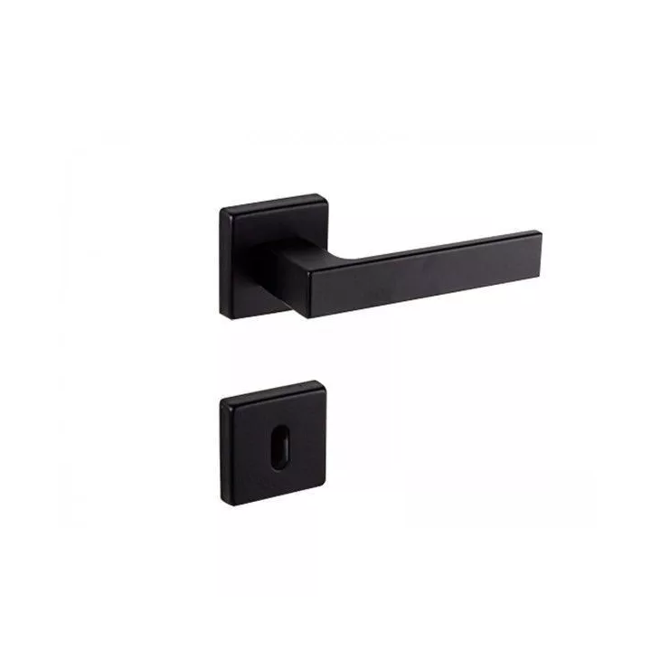 POIGNÉE DE PORTE AVEC ROSACE FLORENCE TROU DE CLÉ NOIR MAT STAP