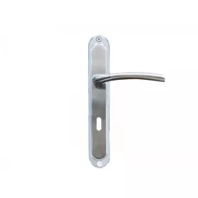 POIGNEE DE PORTE PLAQUE 5520 TROU DE CLE CHROME-SATINE DELIA POIGNEE DE PORTE PLAQUE 5520 TROU DE CLE CHROME-SATINE DELIA