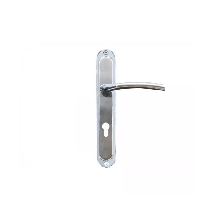 POIGNEE DE PORTE PLAQUE 5520 TROU DE CYLINDRE CHROME-SATINE DELIA