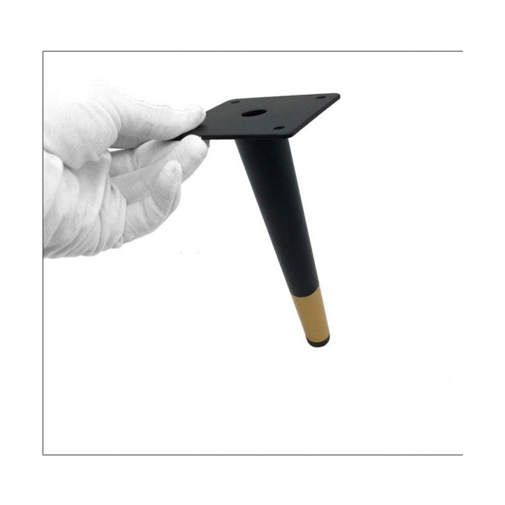 PIED DE MEUBLE FORME CONIQUE NOIR/DORÉ H20CM