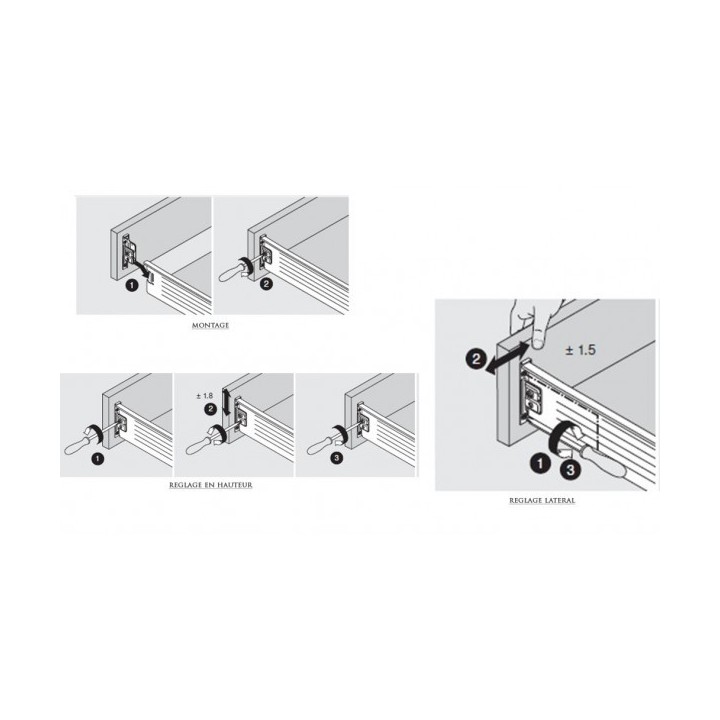 LOT DE 2 ATTACHES FAÇADE POUR COULISSE METABOX BLUM