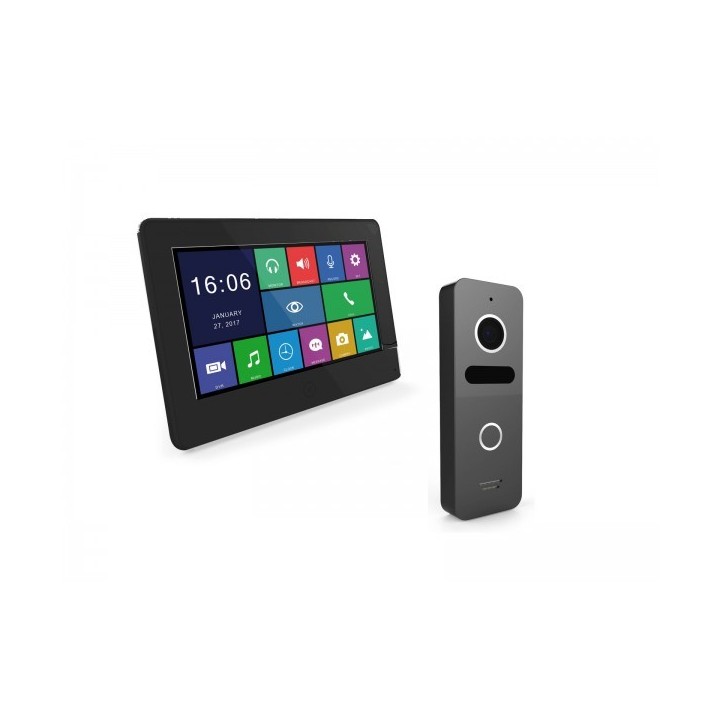 VIDEOPHONE LYDIA MONITEUR NOIR 7 AVEC PLAQUE DE RUE LOTUS SOMEF