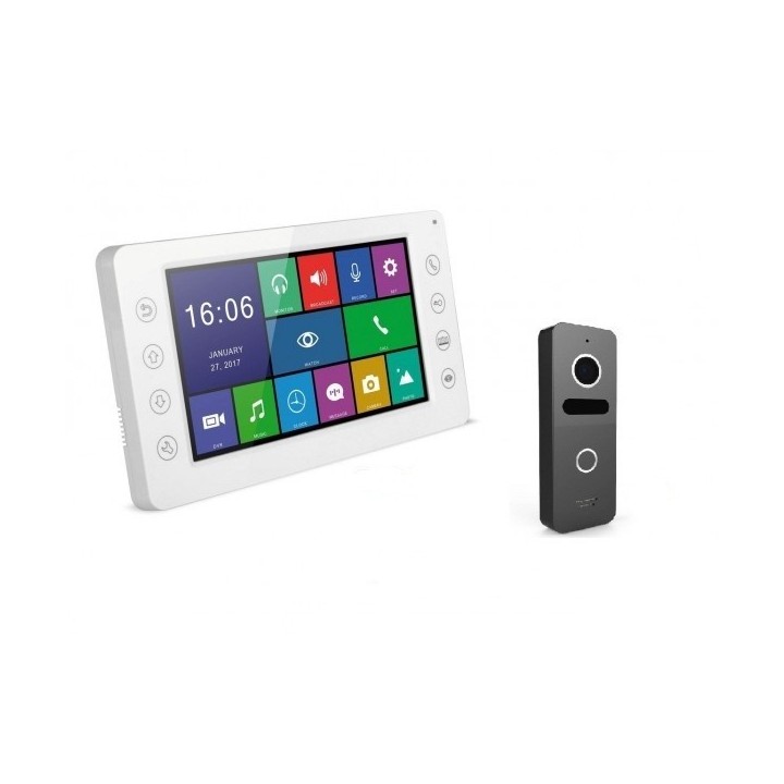 VIDEOPHONE ANGELA MONITEUR BLANC X2 7 AVEC PLAQUE DE RUE LOTUS SOMEF