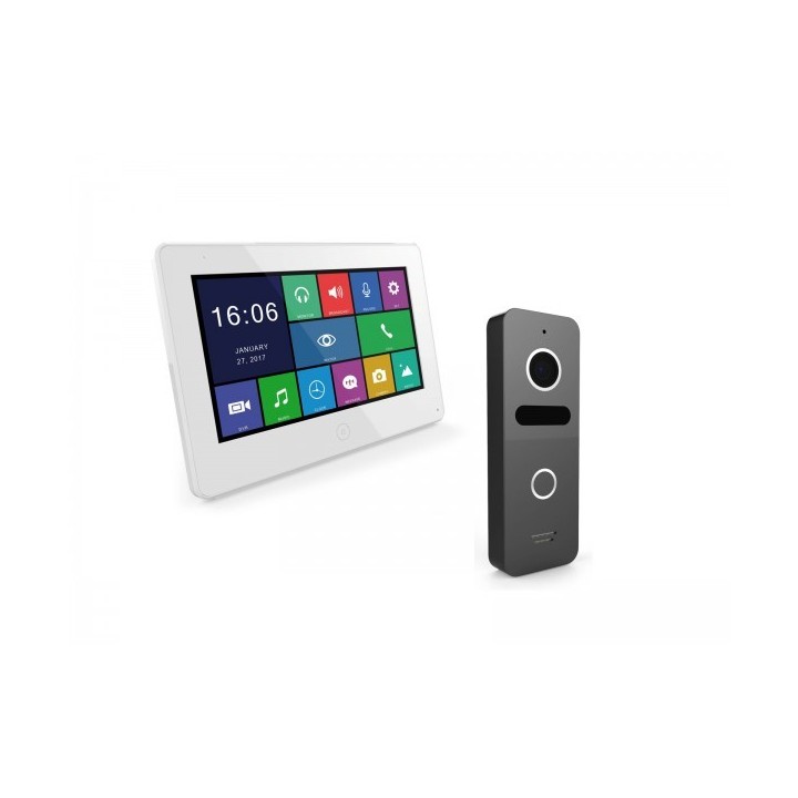 VIDEOPHONE LYDIA MONITEUR BLANC 7 AVEC PLAQUE DE RUE LOTUS SOMEF