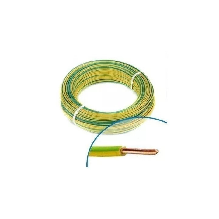 FIL RIGIDE H07VU4 VERT JAUNE 100M