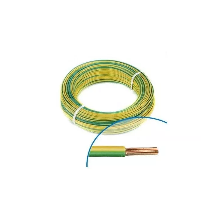 FIL SOUPLE H07VK1.5 VERT JAUNE 100M