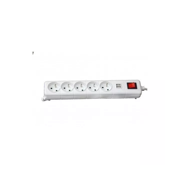 BLOC MULTIPRISE 5 PRISES 2P+T AVEC INTERRUPTEUR ET 2 CHARGEURS USB 1,40M SIMEF BLOC MULTIPRISE 5 PRISES 2P+T AVEC INTERRUPTEUR ET 2 CHARGEURS USB 1,40M SIMEF
