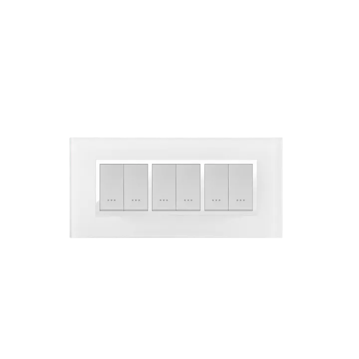 PLAQUE PRESTIGE EN VERRE BLANC 6MODULES ALPHA PLAQUE PRESTIGE EN VERRE BLANC 6MODULES ALPHA