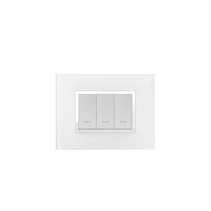 PLAQUE PRESTIGE EN VERRE BLANC 3MODULES ALPHA PLAQUE PRESTIGE EN VERRE BLANC 3MODULES ALPHA