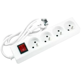 BLOC MULTIPRISE 4 PRISES 2P+T AVEC INTERRUPTEUR 3M STIEL