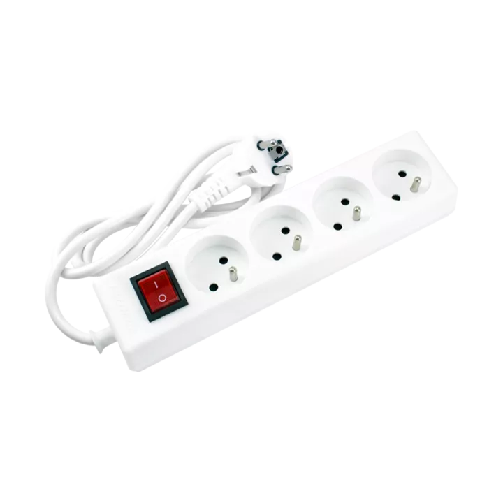 BLOC MULTIPRISE 4 PRISES 2P+T AVEC INTERRUPTEUR 3M STIEL