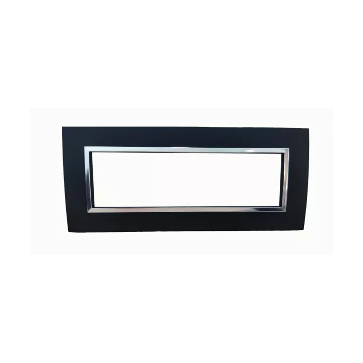 PLAQUE RECTANGULAIRE 7 MODULES NOIR MAT CHROMÉ SYS43 SOMEF