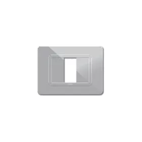 PLAQUE TECHNOPOLYMERE 44 RECTANGULAIRE ARGENT OPAQUE 1 MODULE SOMEF