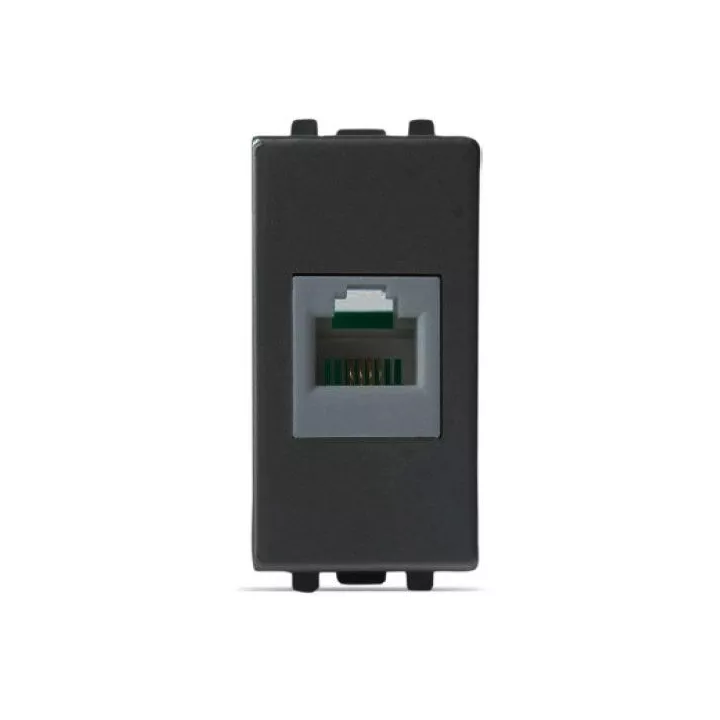 PRISE TÉLÉPHONIQUE RJ11 4 PLOTS NOIR MAT SYS43 SOMEF