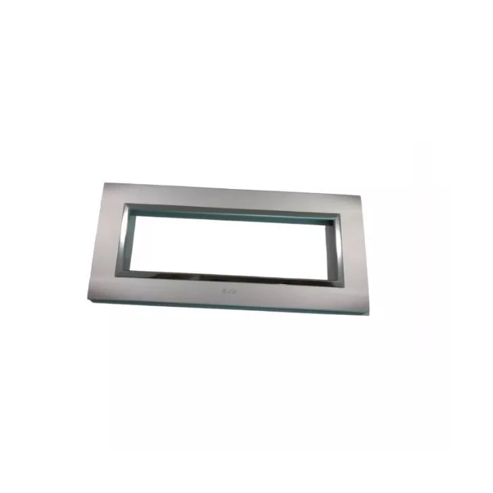 PLAQUE RECTANGULAIRE 6 MODULES GRIS CHROMÉ NOVA SYS45 SOMEF