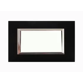 PLAQUE RECTANGULAIRE 4 MODULES NOIR MAT CHROMÉ SYS43 SOMEF