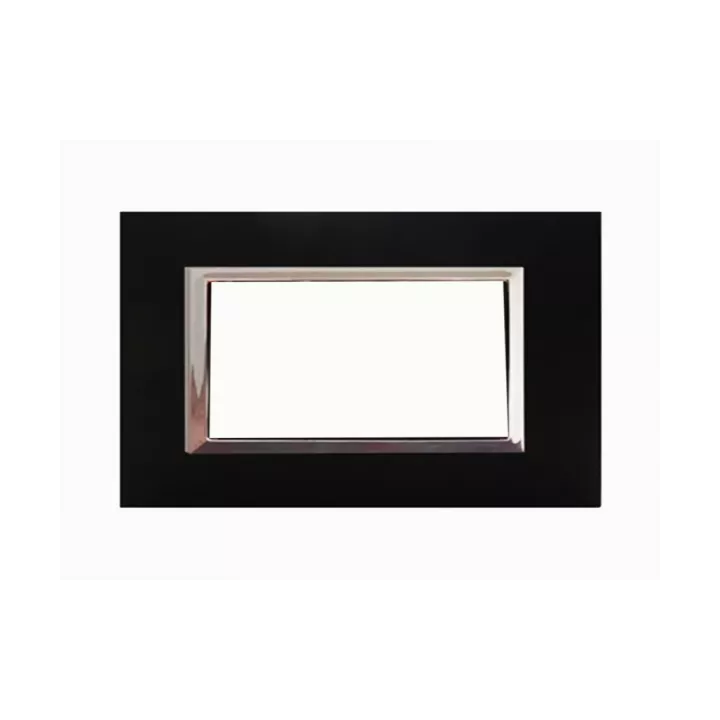PLAQUE RECTANGULAIRE 4 MODULES NOIR MAT CHROMÉ SYS43 SOMEF