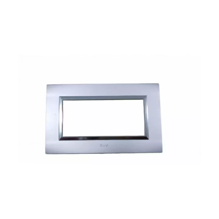 PLAQUE RECTANGULAIRE 4 MODULES GRIS CHROMÉ NOVA SYS45 SOMEF PLAQUE RECTANGULAIRE 4 MODULES GRIS CHROMÉ NOVA SYS45 SOMEF