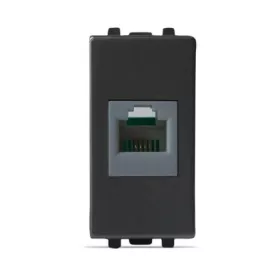 PRISE TÉLÉPHONIQUE RJ11 4 PLOTS NOIR ALPHA