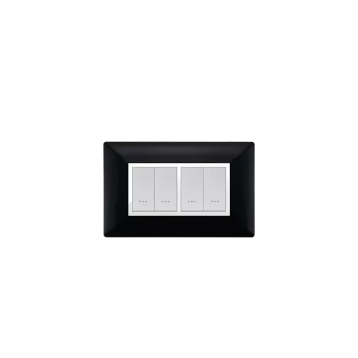 PLAQUE RECTANGULAIRE 4MODULES NOIR ALPHA