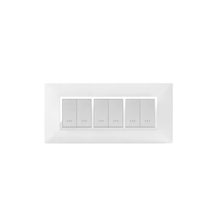 PLAQUE RECTANGULAIRE 6MODULES BLANC/CHROMÉ ALPHA PLAQUE RECTANGULAIRE 6MODULES BLANC/CHROMÉ ALPHA