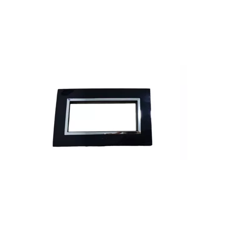 PLAQUE RECTANGULAIRE 4 MODULES NOIR CHROMÉ NOVA SYS45 SOMEF