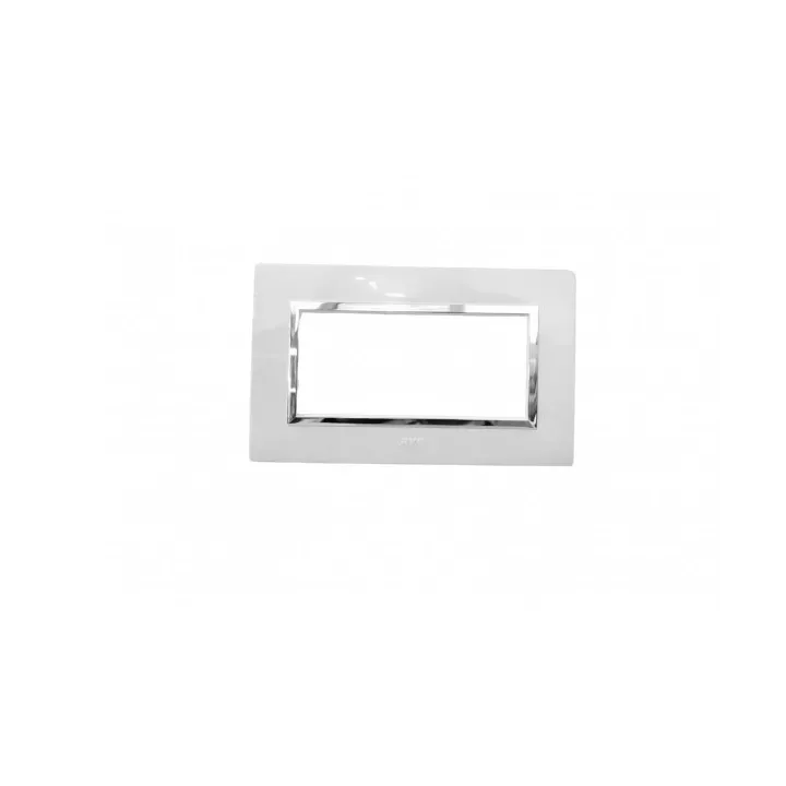 PLAQUE RECTANGULAIRE NOVA 4 MODULES BLANC CHROMÉ SYS45 SOMEF PLAQUE RECTANGULAIRE NOVA 4 MODULES BLANC CHROMÉ SYS45 SOMEF