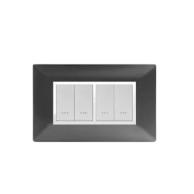 PLAQUE RECTANGULAIRE 4MODULES NOIR MÉTALLISÉ ALPHA
