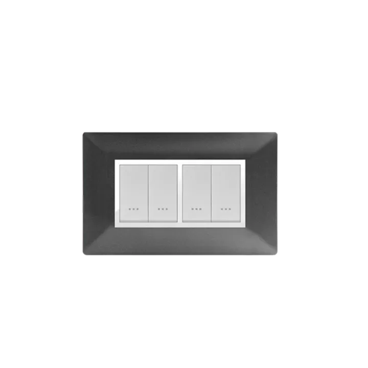 PLAQUE RECTANGULAIRE 4MODULES NOIR MÉTALLISÉ ALPHA