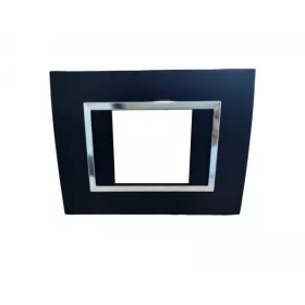 PLAQUE RECTANGULAIRE TROU CARRÉ NOIR MAT CHROMÉ SYS43 SOMEF