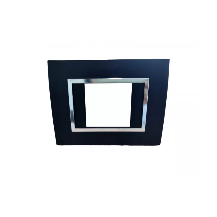 PLAQUE RECTANGULAIRE TROU CARRÉ NOIR MAT CHROMÉ SYS43 SOMEF