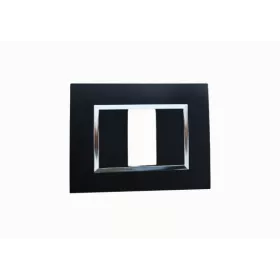 PLAQUE RECTANGULAIRE 1 MODULE NOIR MAT CHROMÉ SYS43 SOMEF