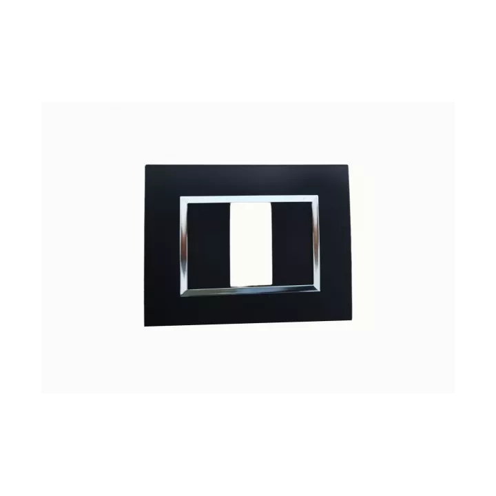 PLAQUE RECTANGULAIRE 1 MODULE NOIR MAT CHROMÉ SYS43 SOMEF
