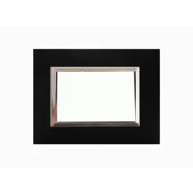 PLAQUE RECTANGULAIRE 3 MODULES NOIR MAT CHROMÉ SYS43 SOMEF