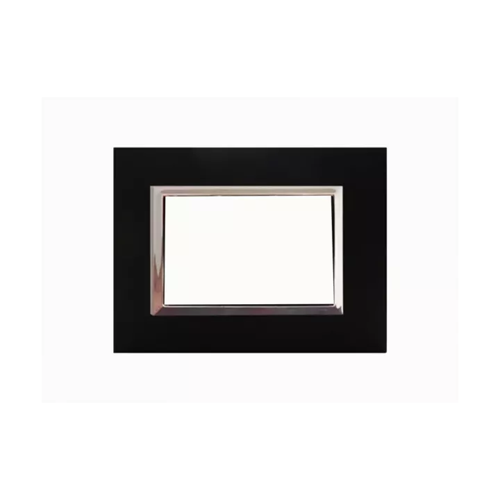 PLAQUE RECTANGULAIRE 3 MODULES NOIR MAT CHROMÉ SYS43 SOMEF