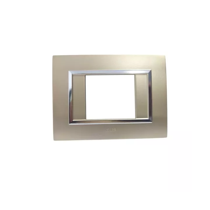 PLAQUE RECTANGULAIRE TROU CARRÉ CHAMPAGNE CHROMÉ NOVA SYS45 SOMEF