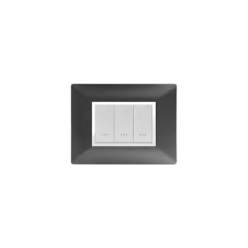 PLAQUE RECTANGULAIRE 3 MODULES NOIR MÉTALLISÉ ALPHA