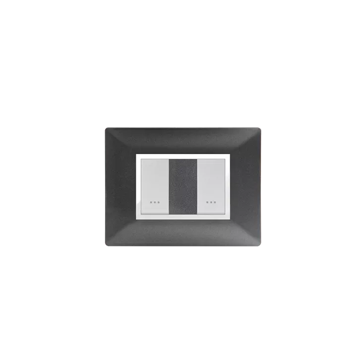 PLAQUE RECTANGULAIRE 2MODULES NOIR MÉTALLISÉ ALPHA